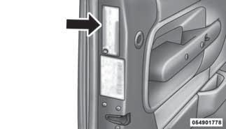 Tire Loading And Tire Pressure Tire And Loading Information Placard Location The proper cold tire inflation pressure is listed on the driver s side B-Pillar or the