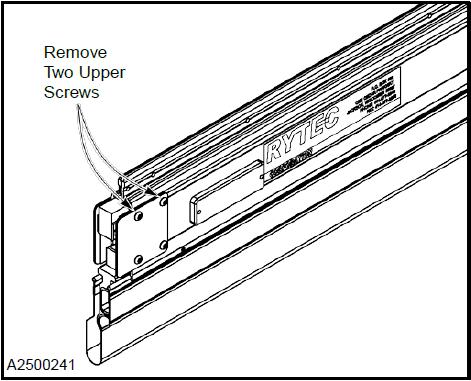 INSTALLATION OPTIONAL WINDBAR ASSEMBLY 8. Remove the two upper screws from each end of the bottom bar (on the side adjacent to the windbar). Save the screws. (See Figure 55.) Figure 57 Figure 55 9.