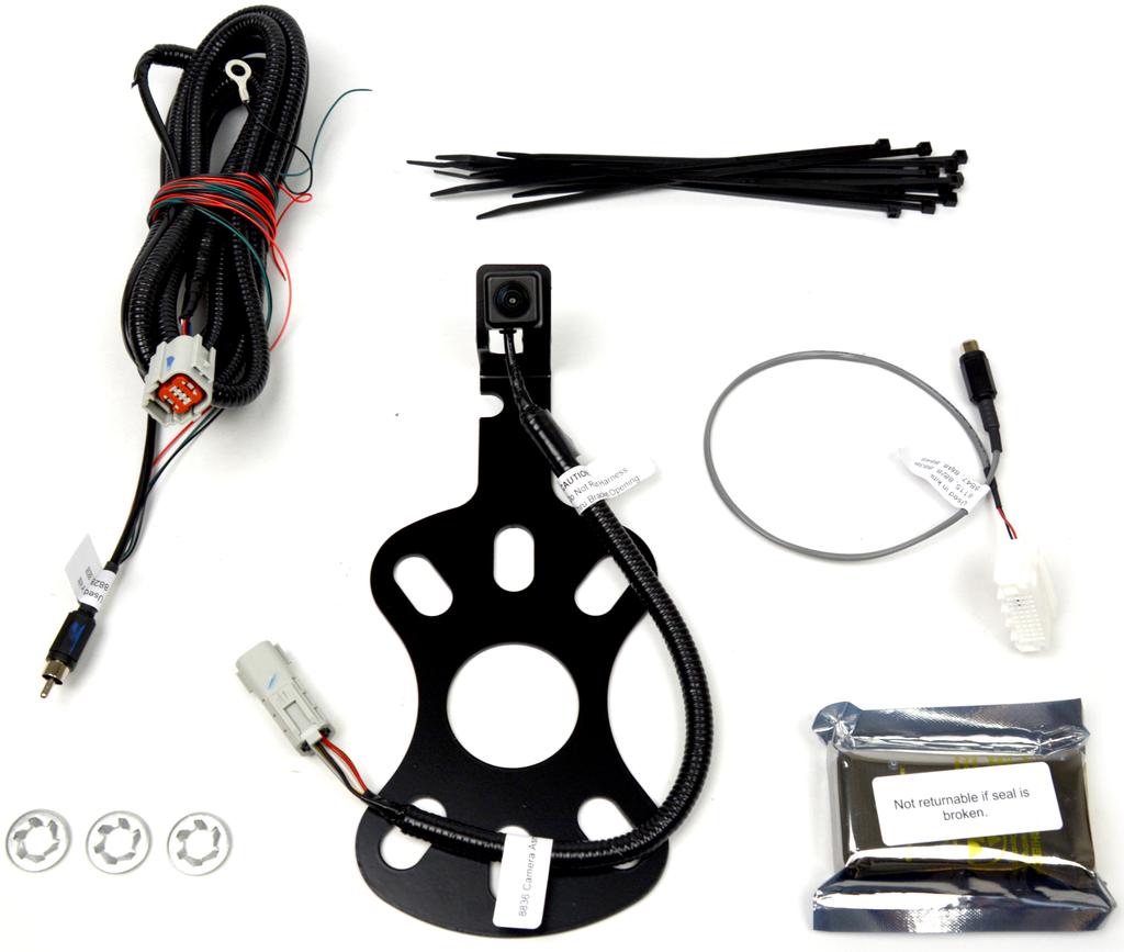 Jeep Wrangler Rear Vision Camera, 2007 Current (Kit # 9002-8837) Items Included in the Kit Required Tools & Supplies Camera Chassis Harness Zip lock bag with 15 Wire Ties & 3 Push Nuts Program Module