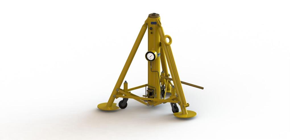 The Variable Tripod Jack is a 20 ton capacity single stage hydraulic jack designed primarily for use in aircraft maintenance.
