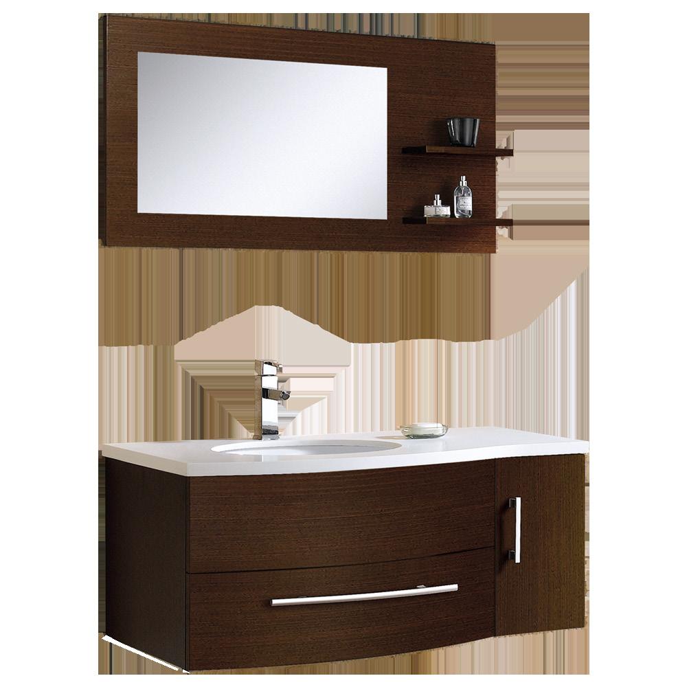 akuavita BATHROOM VANITIES Aden 43 Wall Hung Cabinet, Quartz Top with Undermount Oval Sink, Mirror with Shelf. : Overall: W43" x H18.