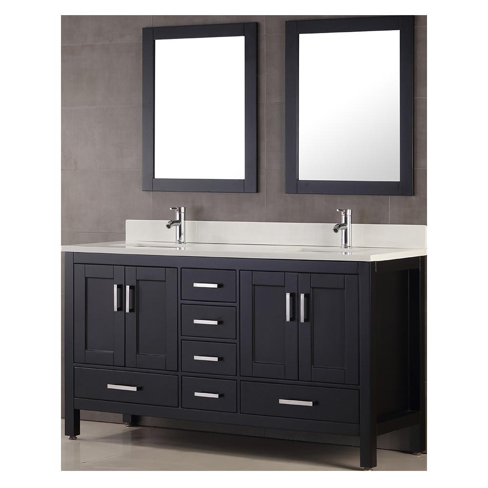 Astoria 48 Solid Wood Bathroom Vanity, Quartz Top with Rectangle Undermount Basin. Adjustable Leg Levers. Mirror Included. Overall: W48 x H34.