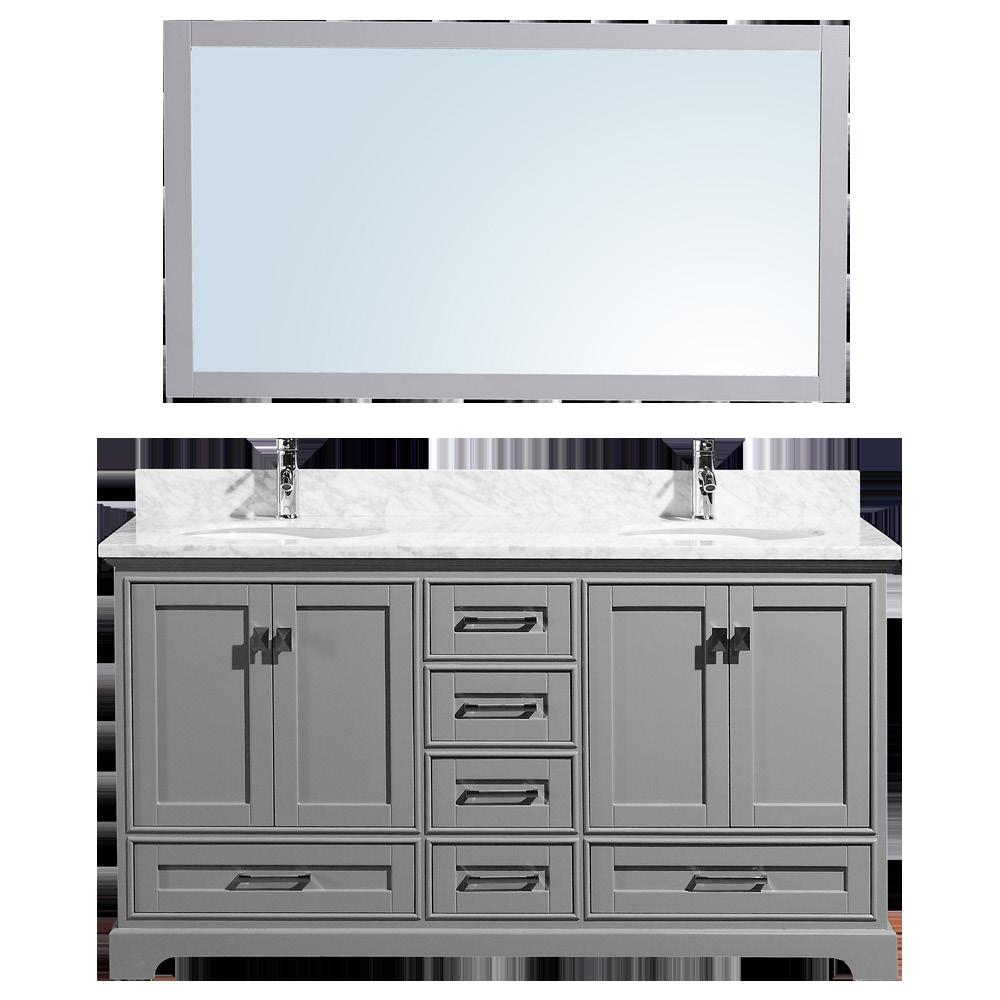 5 x D22 Overall Product Weight: 180 lbs Grey Cambridge 48 Floor Standing, All Wood Traditional Vanity with Carrara Marble Top with Oval Undermount