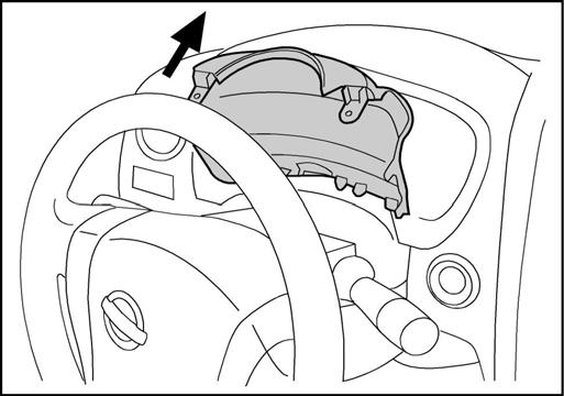 Fig. 34 SWITCH INSTALLATION 34. Turn key to ACC position to unlock steering wheel. Rotate the steering wheel counter clockwise to access the left steering column cover screw.