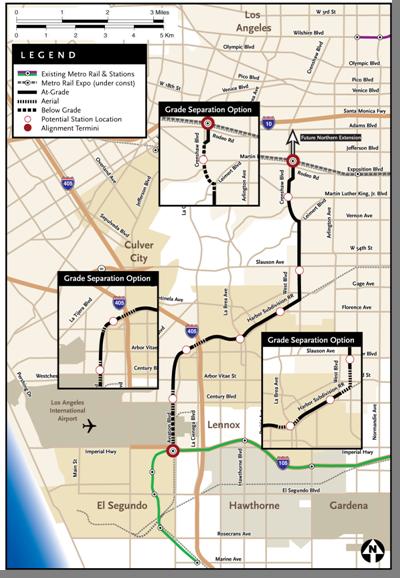 LRT Alignment Alternatives Alignment Direct connections from Expo Line to Green Line Via Crenshaw Boulevard and Harbor Subdivision Connections Open to future connection to Wilshire corridor (Wilshire