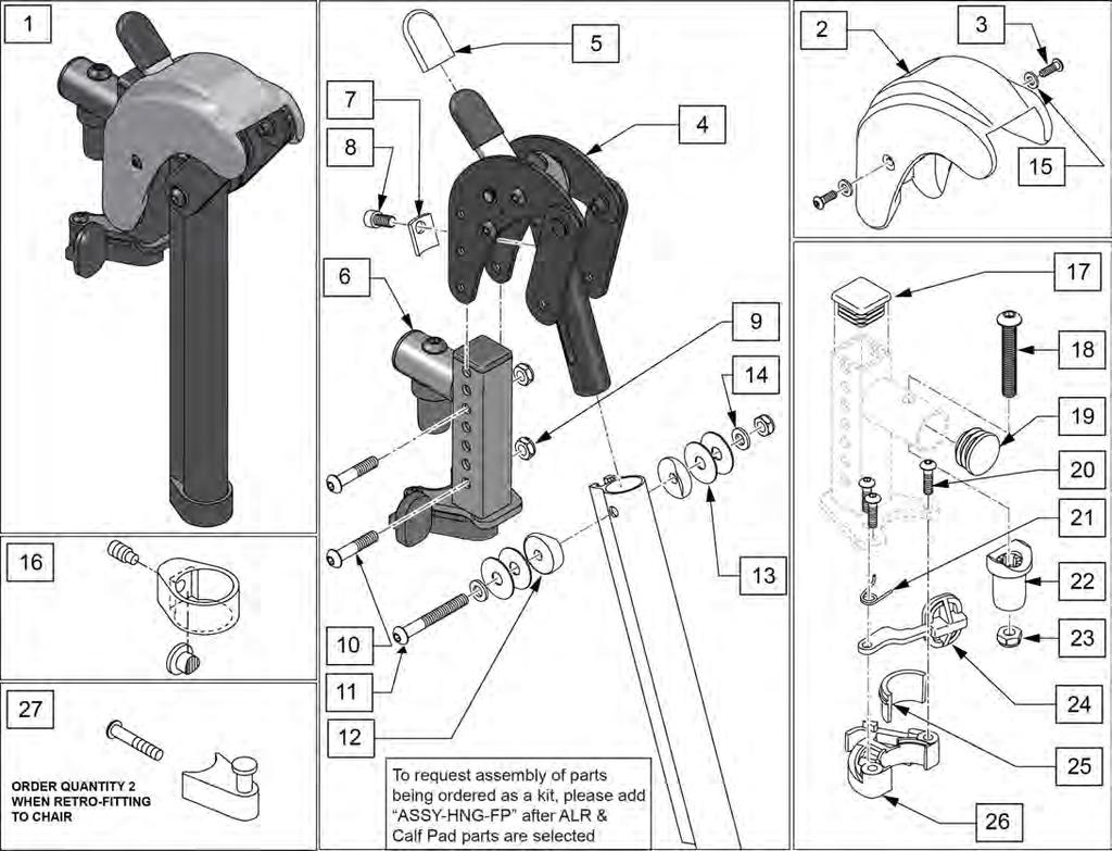 [6/2017] ALR (LATCH STUD STYLE) (DISC. 2/6/17) Note: When retrofitting ALR to a chair with S/A Hangers please order Qty 2 of p/n 107491(Item 27). Pos.