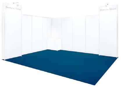 Deutsche Messe Modular stands Slim stand Minimum modular stand design with no ceiling construction. Rental price for basic fittings, including assembly and dismantling: 55 per m 2 and event.