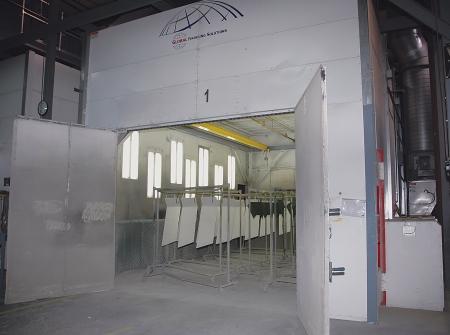 2 - S/N 45088-A, 18 Overall Width, 12 Wide Doors, 10 Door Height, 14 Inside Height, 26 Long Inside Booth, Side Lights, Fabricated Structural Trolley System Inside Booth, Structural Outer Support