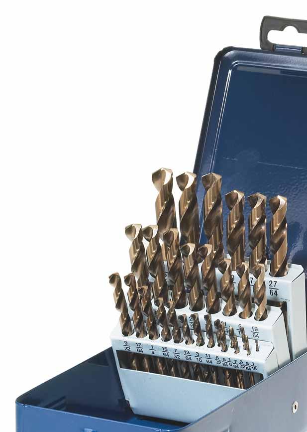 A 1/16 to 3/8 by 64ths. 21 drill bits Drill Bit Sets Packaged in sturdy metal index containers.