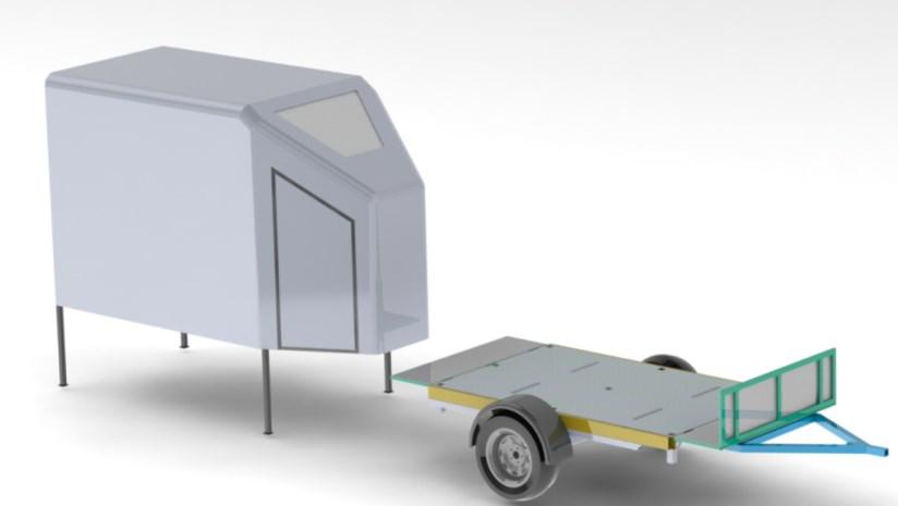 Fig. 1. Model of the car trailer one of the applications The trailer is adapted for various tasks, including specialist tasks, such as transporting large loads, motorcycles or kayaks.