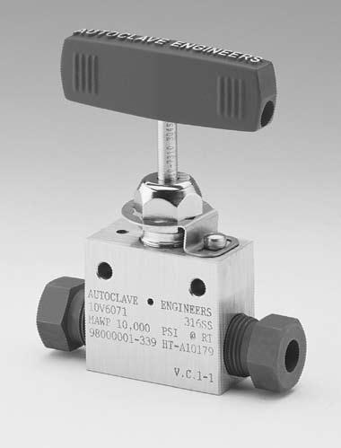 eedle Valves Low Pressure 10V & SW Series Pressures to 15,000 psi (103 bar) Since 195 utoclave ngineers has designed and built premium quality valves, fittings and tubing.
