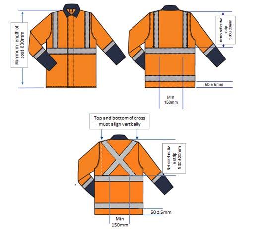 compliant retro-reflective material must be positioned to comply with the pattern in Figure 3 An optional cross configuration permitted for the back only must meet the front braces at the shoulder