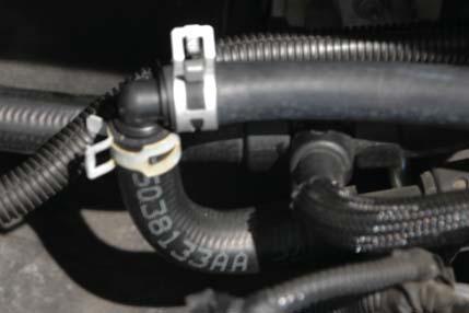 Use the supplied 5/8 x 5/8 90 hose coupling and the supplied spring clamps to connect the OEM hose just modifi ed to the
