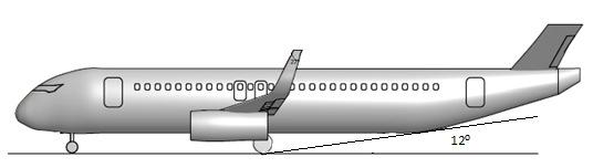 The tailscrape angle is the angle between the ground and the aircraft bottom from the main gear. This must be larger than the required angle of attack for takeoff and landing.