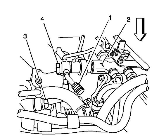 13. Remove the banjo bolt (4) from the junction block (2). 14. Crank the engine for 15 seconds while observing the fuel pressure relief valve on the junction block for fuel leakage.