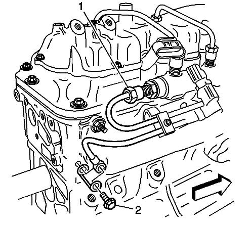 9. Remove the banjo bolt (2) from left rear cylinder head. https://my.alldata.