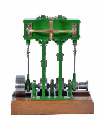 106 A well-engineered model of a twin simple vertical marine steam engine, built by Mr D.