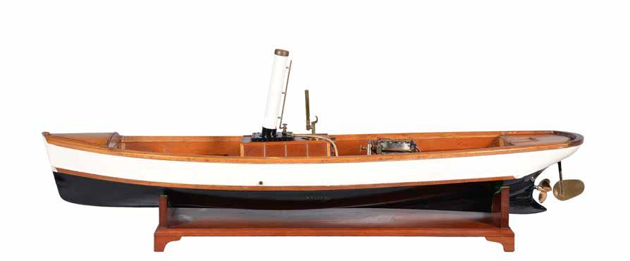 127 A fine historic model of river/canal steam boat, fitted with Stuart Turner D10 vertical live steam marine engine, displacement oiler, copper piped exhaust, eccentric driven water pump, horizontal