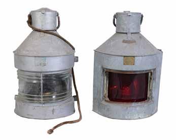 159 Two original galvanised ships lamps, Port and