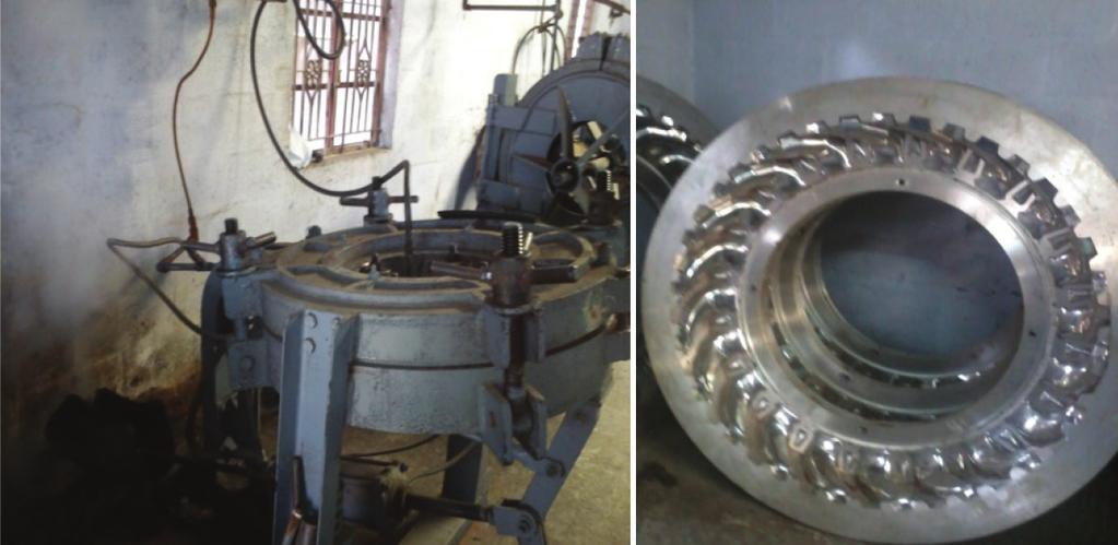 Kumar carefully. The premoulded tread uniformly on the cushion and casing. the machine used for moulding and mould is as shown in figure 6(a), (b). Final Inspection Fig.