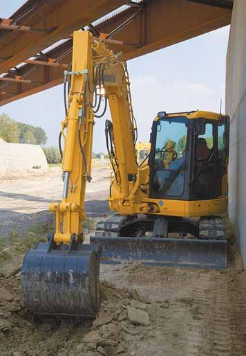 Drastically reduced NOx emissions and noise levels make this compact excavator perfect for confined areas and urban jobsites.