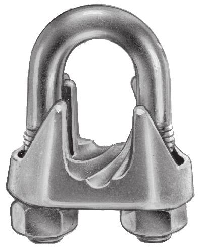 MALLEABLE WIRE ROPE CLIPS Clips supplied with self-colored, galvanized or hot galvanized fish. U-bolts for clips are available with or without nuts price on application.