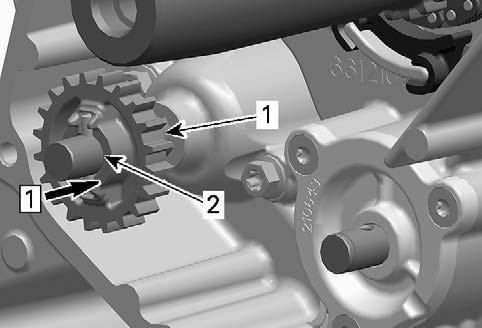 To remove water pump drive gear, pull the shaft assembly a bit out and turn it about one teeth until it stays out. Then push water pump drive gear in.