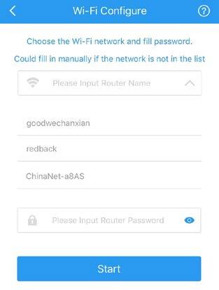 choose/input network name and password, press Start to start connection Any problem on Wi-Fi configuration, please find here trouble