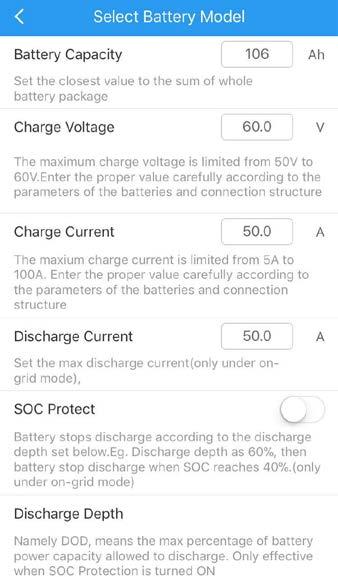 Select Battery Type After set work mode, click Next to select battery type (pic 7) NOTE: 1. For lithium battery, choose wrong battery type will lead to BMS communication failure 2.