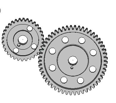 Figure 19.Geometry of gear and pinion after topology We have created eight holes of 5mm radius uniformly along radial circumference of 32 mm from the center of the gear. RESULT AND SUMARRY Sr. No.