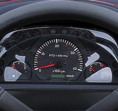 At a glance, the operator can check the engine RPM and temperature, the fuel level, and all other critical engine