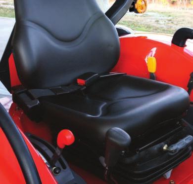 Comfortable Seat with Suspension A high quality, fully adjustable, suspension seat assures operator comfort for