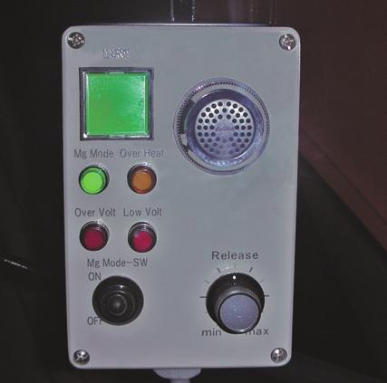 If any failure occurs, the alarm buzzer sounds, and the breaker turns off to shut down the system. The control panel is compact, giving good visibility at its right front.