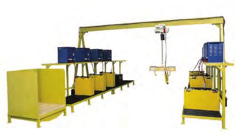 PGC Shown with Electric Hoist & Ball Trolley and Battery Lifting Beam POWER DRIVE GANTRY CRANES Modular design allows for easy system expansion A variety of beam spans and capacities are
