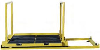FORK ACCESS BATTERY STAND Lift trucks designed without battery roller beds, requiring non-traditional battery exchange with a pallet
