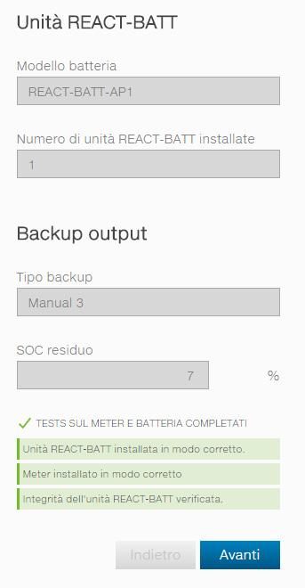 No battery (when the REACT system is used without a battery). Select the number of battery units installed. 2.