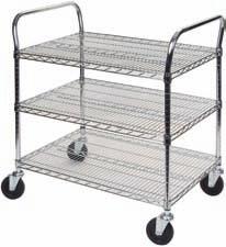 STANDARD DUTY UTILITY CARTS A durable, dependable transport solution that s easy to maneuver Highly rigid construction lets you easily adjust at 1" increments Durable chrome plated handles, shelves