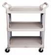 Handle bin holds tools, parts Durable structural foam construction won't dent, rust or bend Non-marking 5" casters Optional middle shelf available 400 lbs. capacity. (133 lbs.