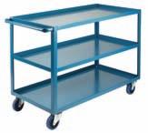 MB486 COMMERCIAL DUTY Available in 2 or 3 shelf models Top and middle shelf can be installed with the edge up or down, depending on your application Four 5" polyolefin casters, 2 swivel and 2 rigid 1