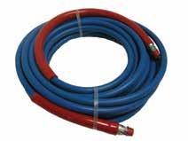 HOSE & HOSE REELS 3/8" Blue Tuff-Flex 2-Wire 6000 PSI Hose 3/8" Blue Tuff-Flex 1-Wire 4000 PSI Hose Non-marking durable blue cover Red hose guard Smooth impression, maximum oil-resistant tube and