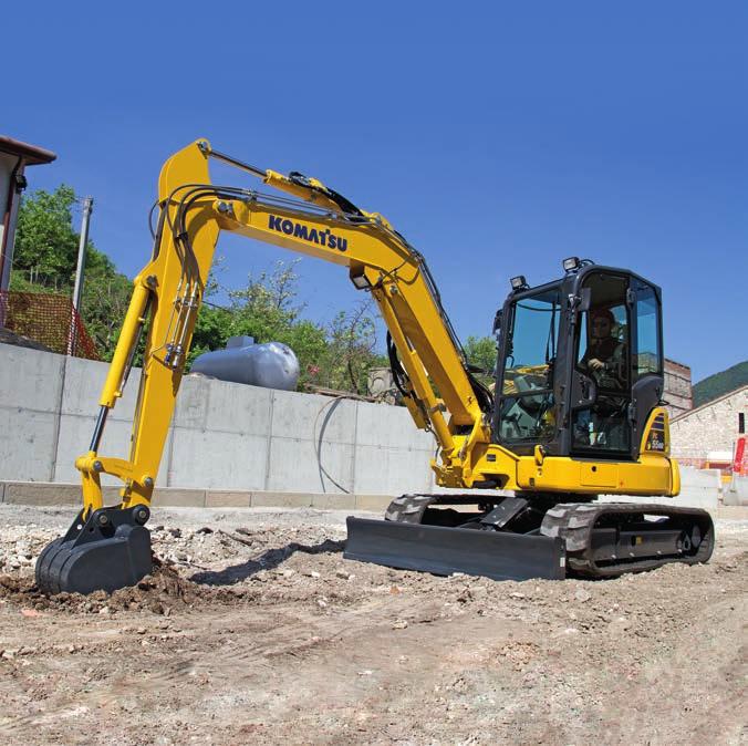 Powerful and Environmentally Friendly Work in tight spaces The new short-tail PC45/55MR-5 delivers optimal power and digging speed, even in confined spaces where traditional machines can t work: