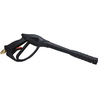 HIGH PRESSURE GUNS Powerplay trigger guns with 12" solid molded extensions. These spray guns with extensions feature a simple screw connection for attaching a lance or lance with nozzle.