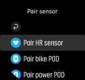 3.24. Seznanitev enot POD in tipal Seznanite uro z enotami POD in tipali, združljivimi s tehnologijo Bluetooth Smart, da boste lahko med beleženjem vadbe zbirali dodatne podatke, na primer moč