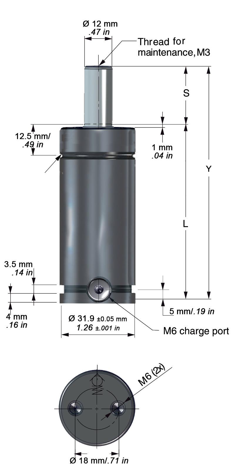 T2-200 Mini Nitrogen Gas Springs Overstroke Protec on Product Specifica ons Pressure Medium... Nitrogen Gas Max. Charging Pressure... 180 bar/2,610 psi Min. Charging Pressure... 25 bar/360 psi Opera ng Temperature.
