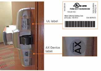 33A/35A Mechanical accessories AX Accessible device The AX device is a UL certified exit device designed to meet the progressive requirements of the California Building Code for accessible openings.