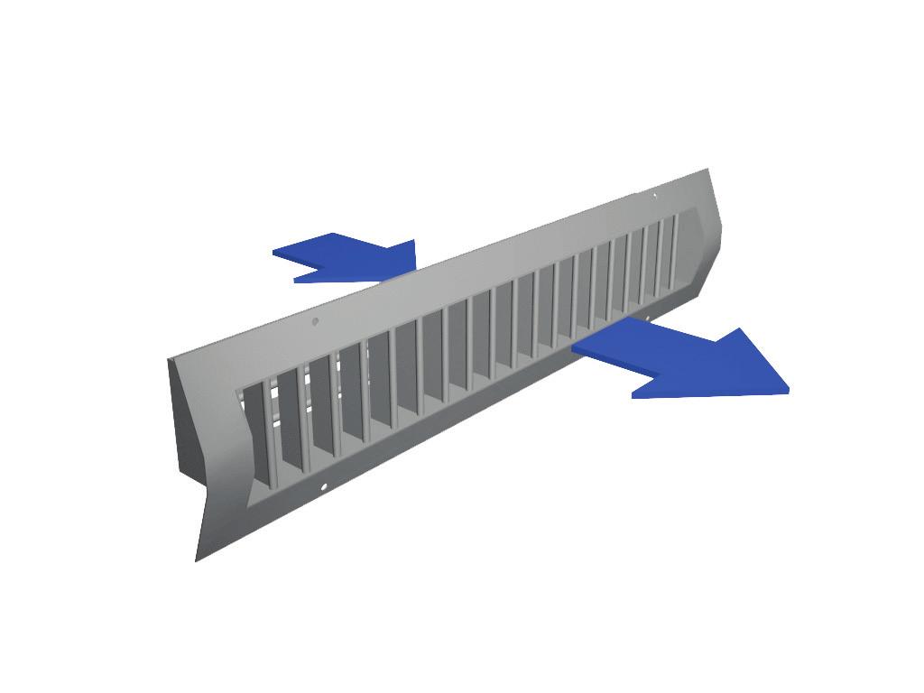 Function Supply air is supplied into the space with either horizontal and/or vertical deflection. The supply air mixes with room air in front of the grille.