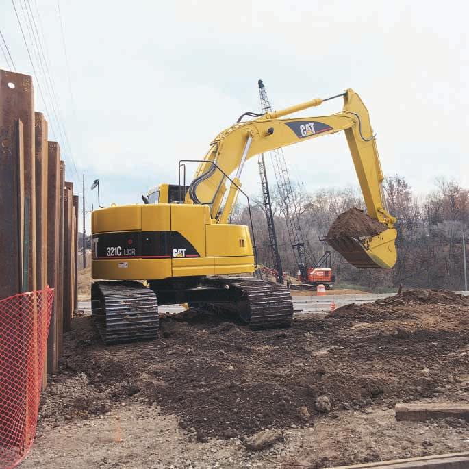 To further minimize the working envelope, the 321C LCR s boom is positioned further back in the upper frame as compared to a standard excavator.