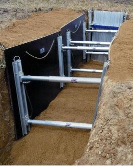 Vertical Shores & End Shores GME Hydraulic Vertical Shores are designed to prevent cave-ins, by supporting the side walls of the trench through the use of hydraulic pressure.
