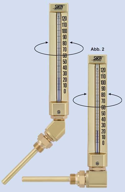 Other connection threads Silver-coloured casing Thermometer completely free of non-ferrous metal Limit thermometer with