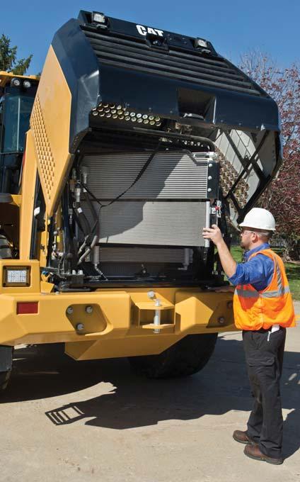 Serviceable Easy to Maintain. Easy to Service. Engine Access The Cat sloped one-piece tilting hood provides industry leading access to the engine.